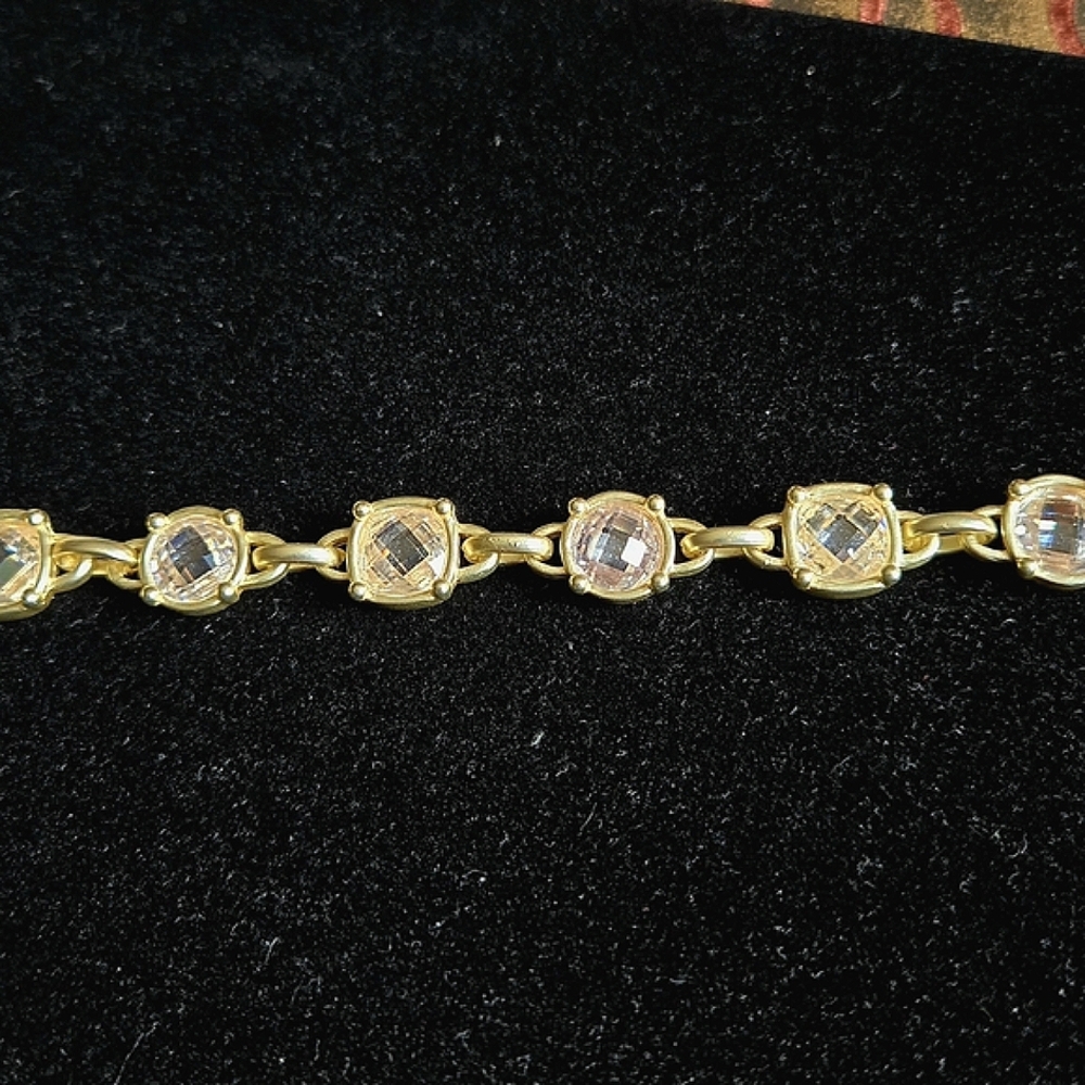Champagne Matte Gold and Crystal Bracelet With Magnetic Clasp, Small